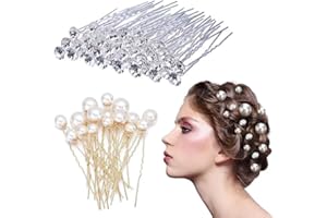 38 Pcs 6 Size Pearl Hair Pins, Bridal Pearl Hair Clips Pins Bobby Pins for Wedding, Bridal Wedding Hair Pins Flower Crystal P