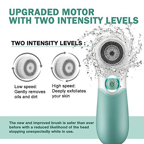 Facial Cleansing Brush, 7-in-1 Waterproof Portable Wireless Charging Cleaning brush with 2 Speed Settings for Skin Care (Green) - Thumbnail 2