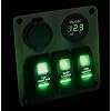Proelectric-Green-LED-Light-1-Waterproof-MarineBoat-Car-Switch-Panel-3-Gang-USB-Charger-Voltage-Indicator-Power-Socket-5-pin-On-Off-Rocker-Switch