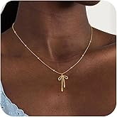 Risamil 14K Gold Plated Necklace for Women - Bow Necklace - Dainty Necklace Cute Small Tiny Bow Pendant Choker Chain Necklace Trendy Necklaces for Women Jewelry Gift