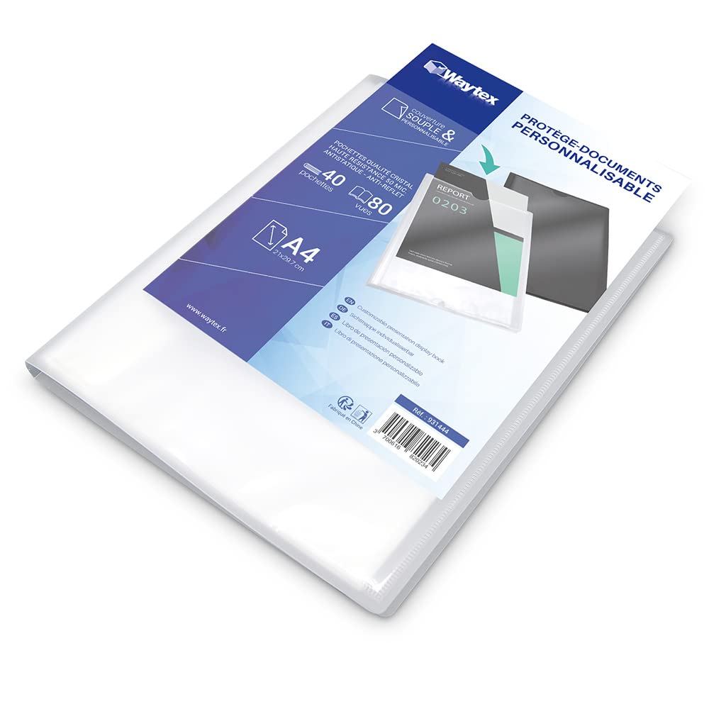 WAYTEX 931444 Document Protector A4 Customisable 80 Views 40 Pockets Polypropylene Cover Transparent — image 1
