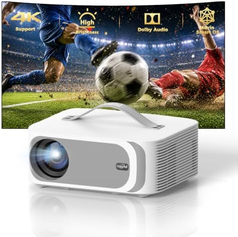 Portable-Outdoor-Projector with WiFi &Bluetooth, 50W Dolby Audio Proyector | 15K+ Official Apps, 4K Support, Lisowod AI Smart Movin 2.0 OS, AI Auto Focus, HDR10+ for Outdoor Movies and Home Theater