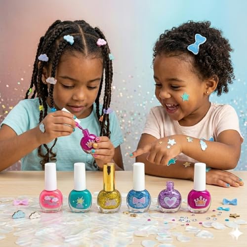 Kit Esmalte Infantil à Base de Água 6 Unidades – Removível com Água, Diversão Segura para Crianças a partir de 5 Anos (Kit 6)