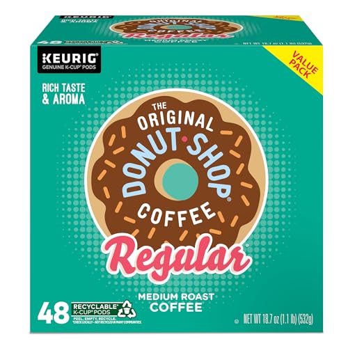 THE ORIGINAL DONUT SHOP REGULAR, SINGLE-SERVE KEURIG K-CUP PODS, MEDIUM ROAST COFFEE PODS, 48 COUNT