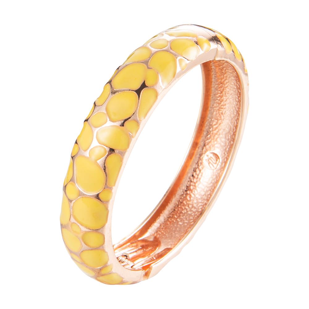 UJoy Enamel Wide Bangle with Gold Trim for Women, Handmade Wide Bracelet for Lady, Cuff Jewellery keepsake, St Patrick's Day keepsake, Mother's Day Present Blue Enamel Bangle for Women