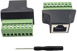Poyiccot RJ45 Breakout, RJ45 Screw Terminal Adaptor Connector, 2pack RJ45 8p8c Female Jack to 8 Pin Screw Terminal Connector for Cat7 Cat6 Cat5 Cat5e Ethernet Extender CCTV Digital DVR Network Adapter