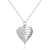 MiiFort Christian Love Heart Angel Wing Verse Urn Necklaces for Ashes Cremation Jewelry Keepsake for Adult Women Men Human Family Loved One