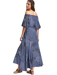 Milumia maxi vestido con volados hombros caídos boho, para mujer