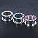 316L Stainless Steel Rhinestone Crystal Ear Tunnel Plugs Ear Gauges Expanders Body Piercing (White, 0g(8mm))