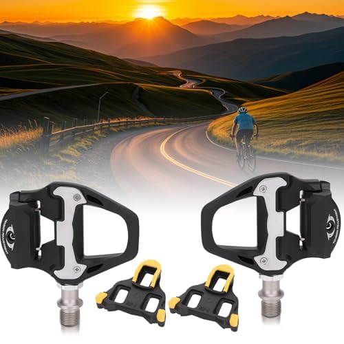 Für Rennradpedale, R21 Self Locking Clipless Fahrradpedale mit Cleats Set, Aluminiumlegierung 9/16“ Radfahren Pedale kompatibel mit für -SL-System 9