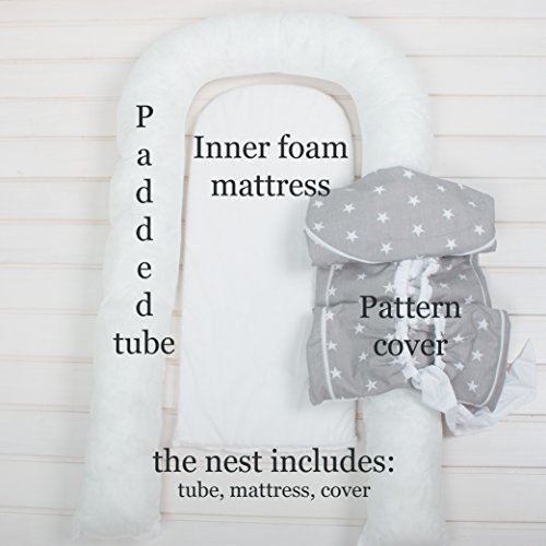 image for Baby nest with removable cover, elephants toddler size nest bed portab