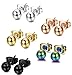 FIBO STEEL 5 Pcs Stainless Steel Round Ball Stud Earrings for Men Women,2MM