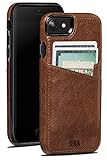 Sena Lugano Wallet, Drop Safe Leather Wallet snap on case for the iPhone 7 - Cognac