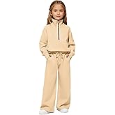 Girls Half Zip 2 Piece Sweatsuits Pullover tops for Teen kids Sweatshirts and Jogger Sweatpants Sweat Set Thumb Hole