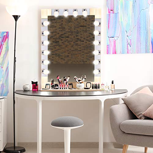 Dysmio Lighting Four Light Vanity Strip - Hollywood Style Mirror Fixture with Chrome Plates - Salon-Grade Accessories for Bedroom, Bathroom, Dressing Room, Makeup Studio - 24 x 4.25 Inches - Set of 2