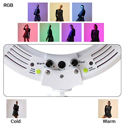 Makeup Ring Light Kit 14 Inch Ring Lamp with Mirror Double-Sided Swivel Makeup Mirror Dimmable Video LED Light Set Phone Adapter for Video Shooting Portrait Vlog Selfie with Adjustable Tripod Stand