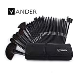 32pcs Vander Professional Premium Synthetic Kabuki Makeup Brush Set (Black)Cosmetics Foundation Eyebrow Shadow Blush Eyeliner Face Powder Brush Makeup Brush Kit + Makeup Bag Pouch Case