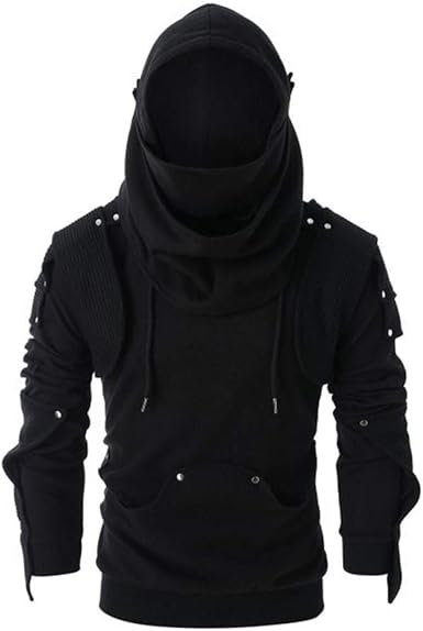 men's hoodie retro elbows drawstring solid color