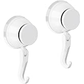 HCGADON Heavy Duty Suction Cup Hooks for Shower, 2-Pack 11 lbs Removable Hooks for Towels, Robes, Loofah, Wreath, Hanger for 