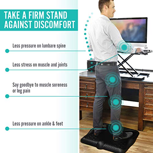 Anti Fatigue Mat Floor Mat with Acupressure Massage Dots (XL, Black