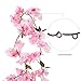 GTidea Silk Plants Direct Artificial Cherry Blossom Hanging Vine Spray Arrangements Faux Garland Fake Wreath Home Garden Yard Fence Party Wedding Decor Pink