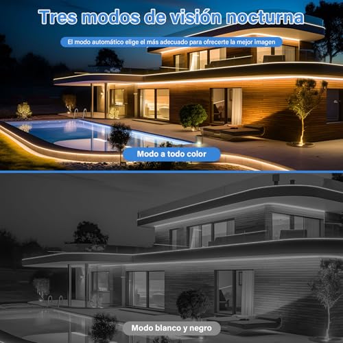 lemonsea Camara de Seguridad Exterior, 2PCS Camaras de Seguridad WiFi con Visión Nocturna y Audio, 1080P, Cámaras de Vigilancia Exterior 360°, IP66, Camara adecuadas para Tiendas, escuelas y hogares