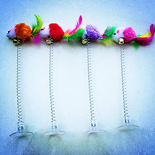 Retractable Cat Toys, 1 Pieces funny cat stick Including Cat Teaser Wand Interactive Feather Toy Fluffy Mouse Balls Catnip for Cats Kitten