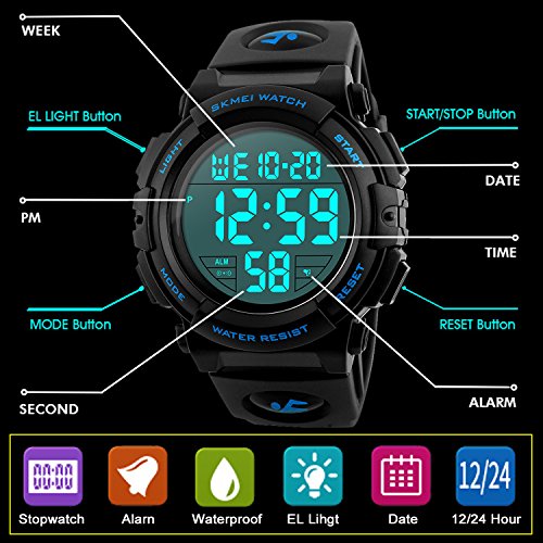 4 Watch+Waterproof+Stopwatch+Digital+Wristwatch