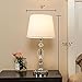 POPILION Modern Style Chrome Bedroom Livingroom Crystal Bedside Table Lamp,Desk Lamps with White Fabric Shade for Bedroom, Dresser, Living Room, Kids Room, College Dorm, Coffee Table, Bookcase