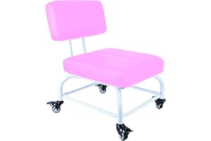 IMMER LIEBEN Rolling Stool and 4 Wheels with Brakes Rolling Chair for Home Office Garage Shop Roller Seat Water-Proof High Density Cushion and Steel Pink
