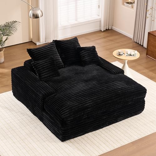 KEIKI 69" Oversized Deep Seat Chaise Lounge Chair, Corduroy Upholstered Sofa Be…