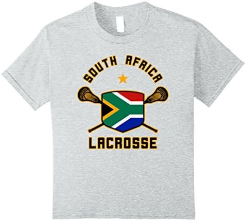 unisex-child SOUTH AFRICA LACROSSE T-Shirt : RSA Flag Lax Tee 12 Heather Grey