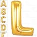 AFTERLOON® 40 Inch Giant Jumbo Helium Foil Mylar Alphabet Balloons for Graduation Anniversary Celebration Bridal Shower Wedding Birthday Party Decorations, Premium Quality, Matte Gold, Letter L