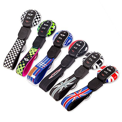 DELEIKA 1Pcs Car Styling Key Case & Key Ring Chain Set Decoration Union Jack Logo For BMW mini jcw cooper 2014-2017 F56 F55 F54 one fun Key Case Cover Remote Accessories (Style 6#)
