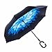Newsight Reverse Umbrella, Double Layer Inverted Umbrella Upside Down, Self Stand, C Shape Handle, Inverse Inside Out Folding for Car, Windproof, Waterproof, Sun Protective (Blue Flower)