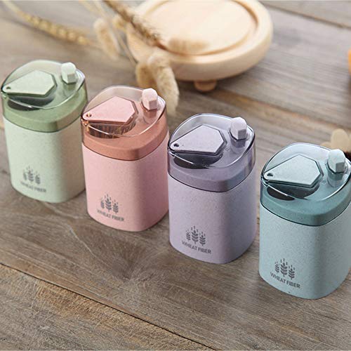 heaven2017 Wheat Straw Automatic Pop Up Toothpick Holder Container Dispenser Blue - Thumbnail 4