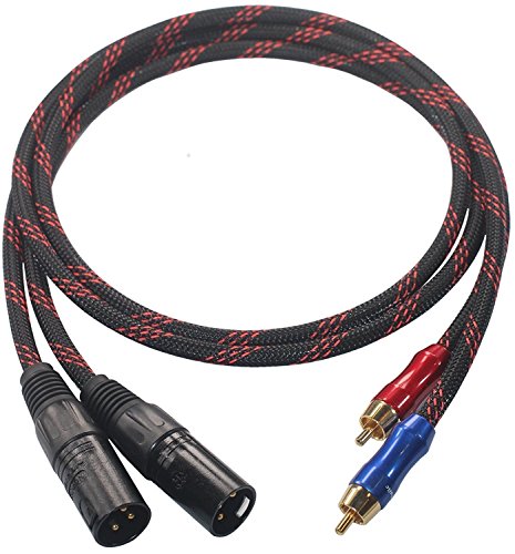 XM-R4-1 HIFI cable 2 XLR Male to RCA Male Quality Cables 2XLR to 2RCA, Dual XLR Male to Dual RCA, 4N OFC Wire XM-R4-1 (0.5M(1.6FT))