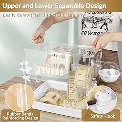 Cycodo 8 in 1 Acrylic Hamster Cage,Wooden Small