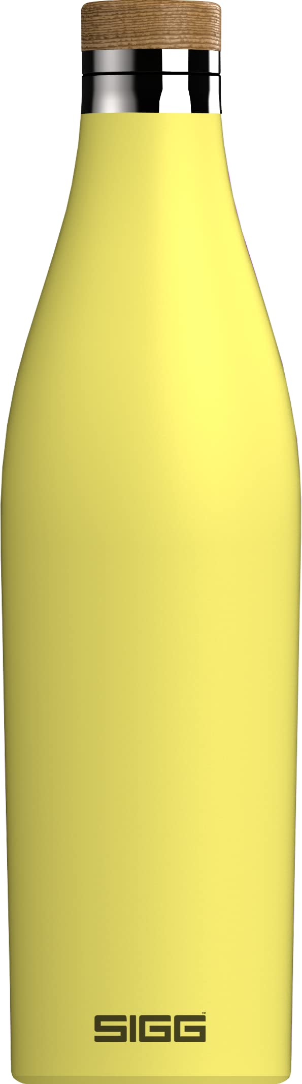 SIGG - Insulated Water Bottle - Meridian - Leakproof - Extra Slim - BPA Free - Plastic Free - Double Walled 18/8 Stainless Steel - Bamboo Screw Top - Yellow - 0.5 L