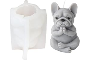 Xidmold 3D Yoga Dog Candle Mold Animal Silicone Mold for Chocolate, Candy, Cake Decor, Soy Wax Candle, Soap, Polymer Clay, Plaster, Resin Art (Dog E)