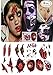 Halloween Tattoos, Scar Tattoos, Waterproof Body Face Wound Zombie Scar Wound Tattoos, Fake Blood Horror Injury Tattoo Stickers for Halloween Costume Party, Vampire Zombies Cosplay (6 Pack)