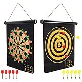 Mixi Magnetic Dart Board for Kids, Indoor Outdoor Darts Game Double Sided Board Games Set for Boys with 10 Darts, Best Toys Gifts for Teenage Boys Girls Age 5 6 7 8 9 10 11 12 13 14 15 16 Years