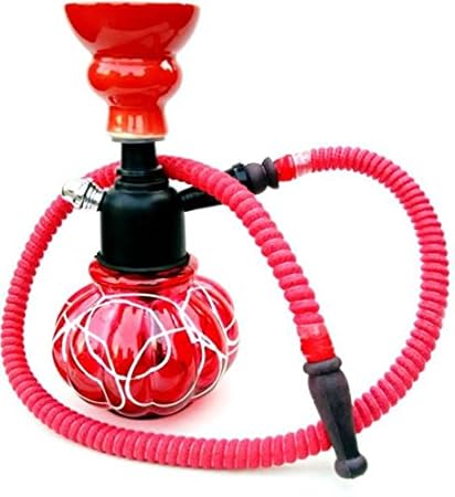an Handicrafts Glass Hookah 8 inch Colour- Red