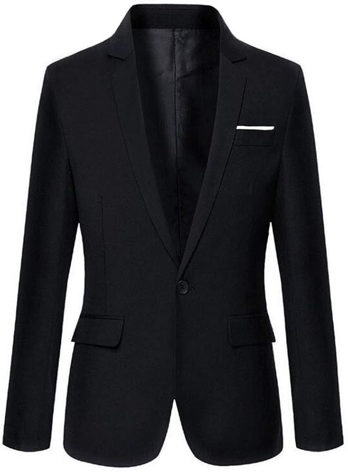 Mens Slim Fit Casual un botón Blazer chamarra, Negro, Mediano Amazon