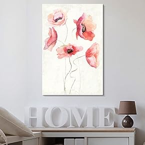 Canvas Wall Art - Watercolor Style Poppy Flowers - Giclee Print Gallery Wrap Modern Home Art Ready to Hang - 12x18 inches