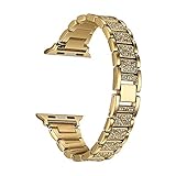 Crystal Rhinestone Diamond Watch Band Luxury Stainless Steel Bracelet Strap Watch Bands for Apple Watch series 1 series 2 series 3 (38mm Gold)