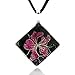 Chuvora Hand Blown Venetian Murano Glass Pink Hibiscus Orchid Flower Pendant Necklace, 17-19 inches