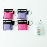 Elysaid 4 Pcs/Pack CPR Mask with Keychain CPR Face Shield with 1-Way Valve First Aid Kit Purple and Pink