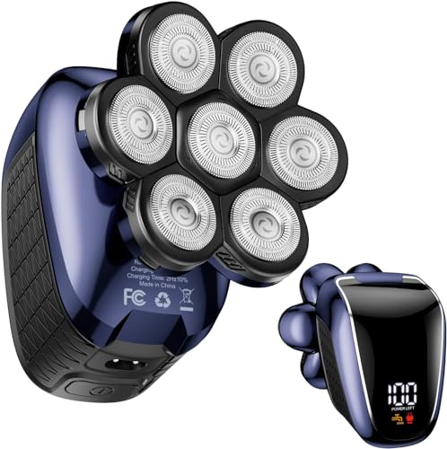 Wyklaus Head Shavers for Bald Men: 5-in-1 Electric Razor with 7D Floating Head & Double Blade - Waterproof Wet Dry Shaver, Travel Lock, LED Display (Ink Blue) by Wyklaus - Used condition - US$189.99