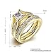 SAINTHERO Mens Womens Wedding Bands Rings Set 316L Titanium Stainless Steel Gold Plated Princess Cut Solitaire CZ Promise Rings High Polished Finish Comfort Fit Size 8